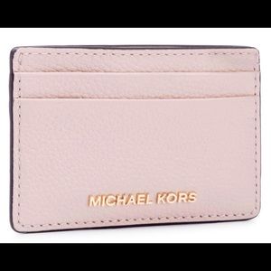 Michael Kors pebble leather pink credit card holder. Michael Kors wallet, small